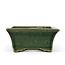 Rectangular green bonsai pot by Terahata Satomi Mazan - 160 x 135 x 63 mm