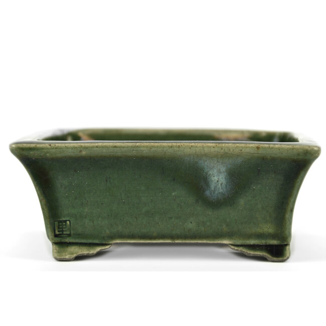 Vaso bonsai rettangolare verde di Terahata Satomi Mazan - 160 x 135 x 63 mm