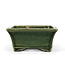 Rectangular green bonsai pot by Terahata Satomi Mazan - 160 x 135 x 63 mm