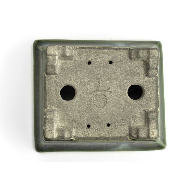 Rechthoekige groene bonsaipot van Terahata Satomi Mazan - 160 x 135 x 63 mm