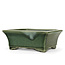 Rectangular green bonsai pot by Terahata Satomi Mazan - 160 x 135 x 63 mm