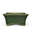 Rectangular green bonsai pot by Terahata Satomi Mazan - 160 x 135 x 63 mm