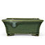 Rectangular green bonsai pot by Terahata Satomi Mazan - 160 x 135 x 63 mm