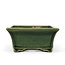 Rectangular green bonsai pot by Terahata Satomi Mazan - 160 x 135 x 63 mm