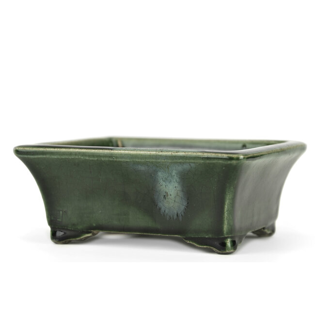 Vaso bonsai rettangolare verde di Terahata Satomi Mazan - 160 x 135 x 63 mm