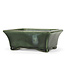 Rectangular green bonsai pot by Terahata Satomi Mazan - 160 x 135 x 63 mm