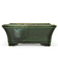 Pot à bonsaï rectangulaire vert par Terahata Satomi Mazan - 160 x 135 x 63 mm