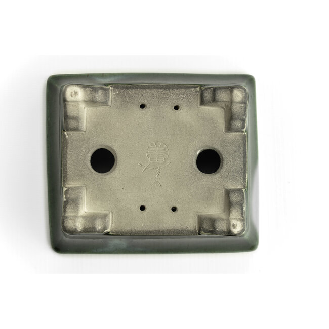 Vaso bonsai rettangolare verde di Terahata Satomi Mazan - 160 x 135 x 63 mm