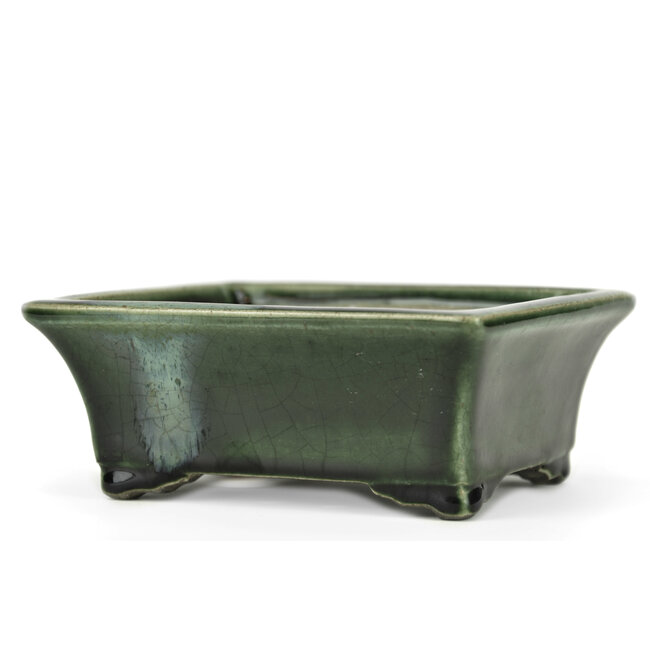 Vaso bonsai rettangolare verde di Terahata Satomi Mazan - 160 x 135 x 63 mm