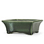 Rectangular green bonsai pot by Terahata Satomi Mazan - 160 x 135 x 63 mm