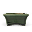 Rectangular green bonsai pot by Terahata Satomi Mazan - 160 x 135 x 63 mm