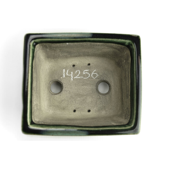 Maceta rectangular para bonsai verde de Terahata Satomi Mazan - 160 x 135 x 63 mm