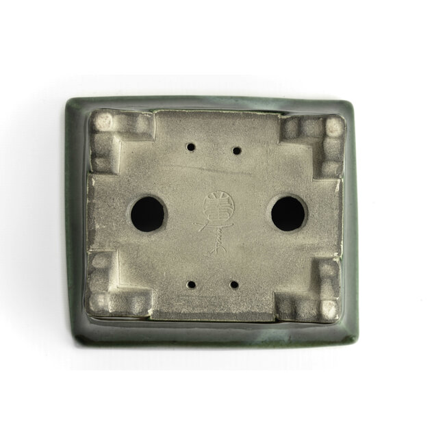 Maceta rectangular para bonsai verde de Terahata Satomi Mazan - 160 x 135 x 63 mm