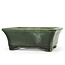 Rectangular green bonsai pot by Terahata Satomi Mazan - 160 x 135 x 63 mm