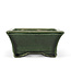 Rectangular green bonsai pot by Terahata Satomi Mazan - 160 x 135 x 63 mm