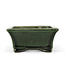 Rectangular green bonsai pot by Terahata Satomi Mazan - 160 x 135 x 63 mm