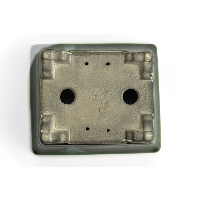 Rechteckiger grüner Bonsai-Topf von Terahata Satomi Mazan - 160 x 135 x 63 mm