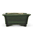 Rectangular green bonsai pot by Terahata Satomi Mazan - 150 x 141 x 63 mm