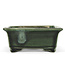 Rectangular green bonsai pot by Terahata Satomi Mazan - 150 x 141 x 63 mm