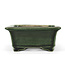 Rectangular green bonsai pot by Terahata Satomi Mazan - 150 x 141 x 63 mm