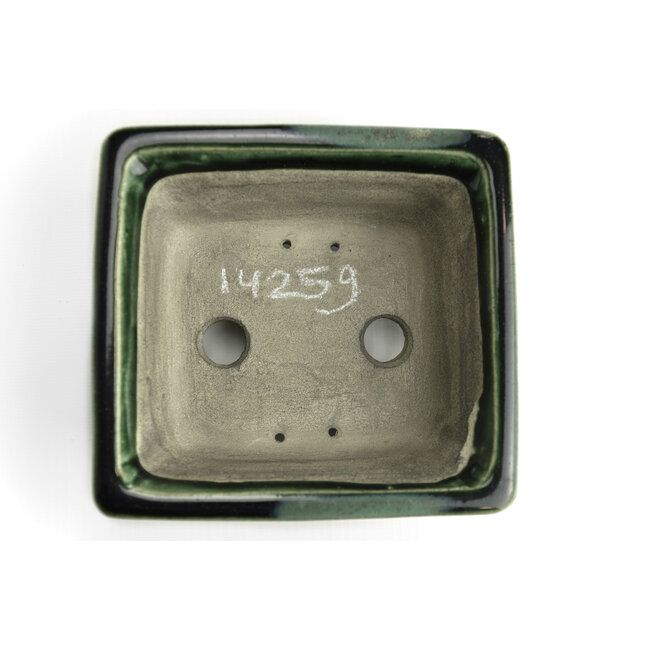 Rechteckiger grüner Bonsai-Topf von Terahata Satomi Mazan - 150 x 141 x 63 mm