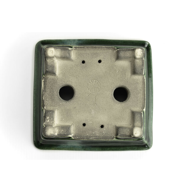 Rechthoekige groene bonsaipot van Terahata Satomi Mazan - 150 x 141 x 63 mm