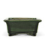 Rectangular green bonsai pot by Terahata Satomi Mazan - 150 x 141 x 63 mm