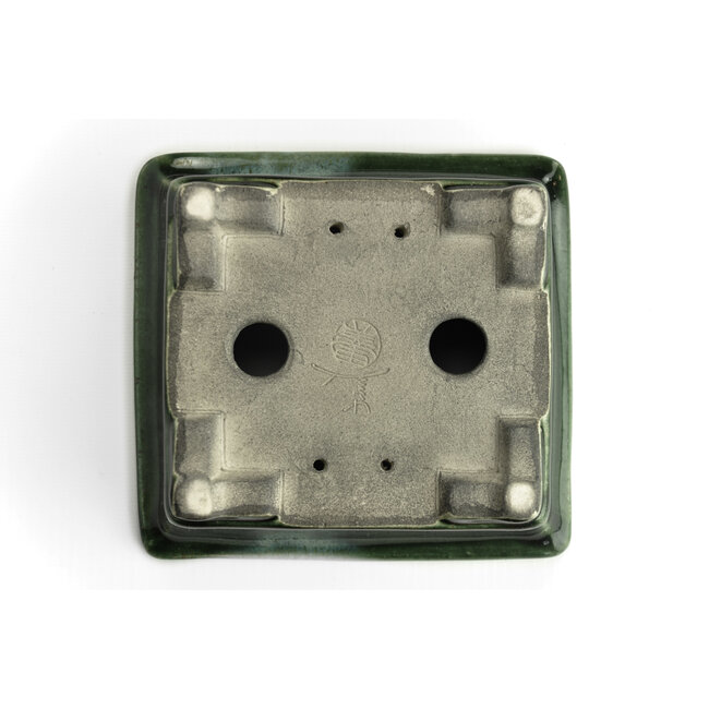Rechthoekige groene bonsaipot van Terahata Satomi Mazan - 150 x 141 x 63 mm