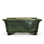 Rectangular green bonsai pot by Terahata Satomi Mazan - 150 x 141 x 63 mm