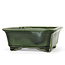 Rectangular green bonsai pot by Terahata Satomi Mazan - 150 x 141 x 63 mm