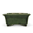 Rectangular green bonsai pot by Terahata Satomi Mazan - 150 x 141 x 63 mm