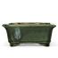 Rectangular green bonsai pot by Terahata Satomi Mazan - 150 x 141 x 63 mm