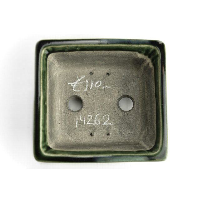 Vaso bonsai rettangolare verde di Terahata Satomi Mazan - 150 x 141 x 63 mm