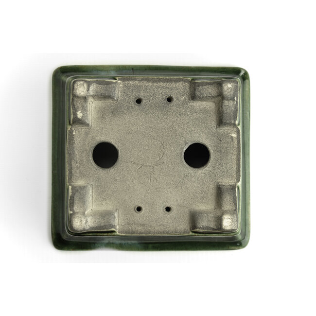 Maceta de bonsai verde rectangular de Terahata Satomi Mazan - 150 x 141 x 63 mm