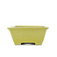 Rectangular yellow bonsai pot by Terahata Satomi Mazan - 153 x 135 x 60 mm