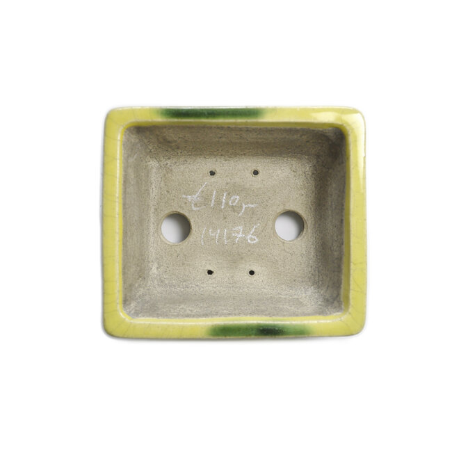 Rechthoekige gele bonsaipot van Terahata Satomi Mazan - 153 x 135 x 60 mm