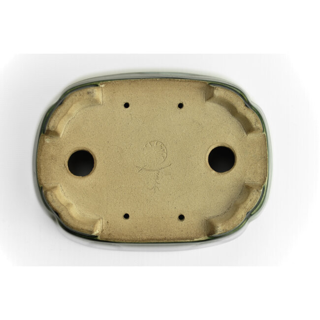 Vaso bonsai ovale verde di Terahata Satomi Mazan - 165 x 125 x 45 mm