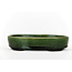 Oval green bonsai pot by Terahata Satomi Mazan - 155 x 130 x 34 mm