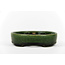 Oval green bonsai pot by Terahata Satomi Mazan - 155 x 130 x 34 mm