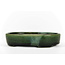 Oval green bonsai pot by Terahata Satomi Mazan - 155 x 130 x 34 mm