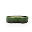 Oval green bonsai pot by Terahata Satomi Mazan - 155 x 130 x 34 mm