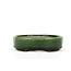 Ovaler grüner Bonsai-Topf von Terahata Satomi Mazan - 155 x 130 x 34 mm