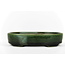 Oval green bonsai pot by Terahata Satomi Mazan - 155 x 130 x 34 mm