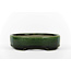 Oval green bonsai pot by Terahata Satomi Mazan - 155 x 130 x 34 mm