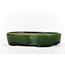 Oval green bonsai pot by Terahata Satomi Mazan - 155 x 130 x 34 mm