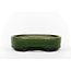 Oval green bonsai pot by Terahata Satomi Mazan - 155 x 130 x 34 mm