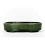 Oval green bonsai pot by Terahata Satomi Mazan - 155 x 130 x 34 mm