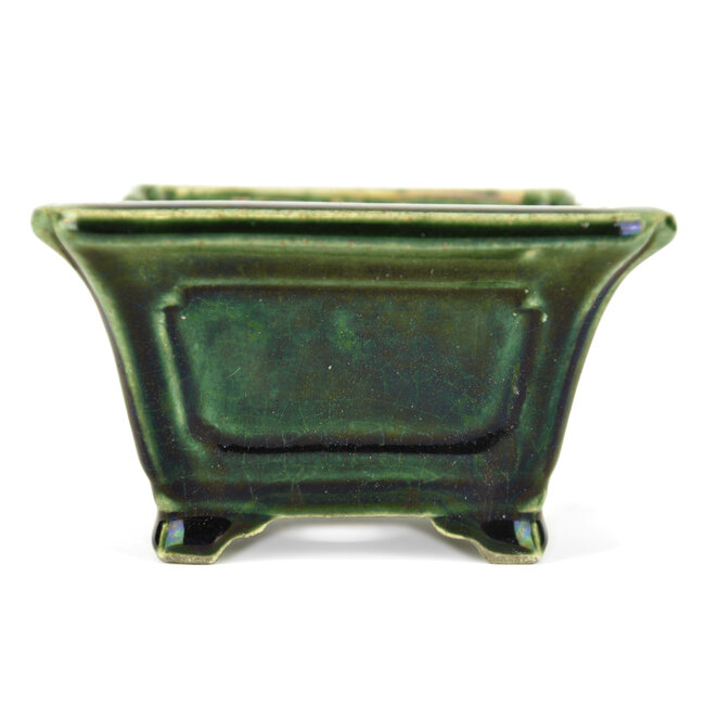 Vaso bonsai quadrato verde di Terahata Satomi Mazan - 125 x 125 x 72 mm