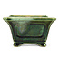 Square green bonsai pot by Terahata Satomi Mazan - 125 x 125 x 72 mm