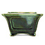 Square green bonsai pot by Terahata Satomi Mazan - 125 x 125 x 72 mm